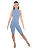 Solid Lycra T Neck Sleeveless Biketard - Nicker Short Length - Zipper Back