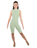 Solid Lycra T Neck Sleeveless Biketard - Nicker Short Length - Zipper Back