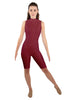 Solid Lycra T Neck Sleeveless Biketard - Nicker Short Length - Zipper Back