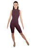 Solid Lycra T Neck Sleeveless Biketard - Nicker Short Length - Zipper Back