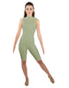 Solid Lycra T Neck Sleeveless Biketard - Nicker Short Length - Zipper Back