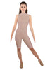 Solid Lycra T Neck Sleeveless Biketard - Nicker Short Length - Zipper Back