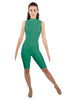 Solid Lycra T Neck Sleeveless Biketard - Nicker Short Length - Zipper Back