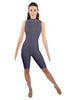 Solid Lycra T Neck Sleeveless Biketard - Nicker Short Length - Zipper Back