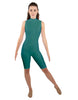 Solid Lycra T Neck Sleeveless Biketard - Nicker Short Length - Zipper Back