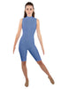 Solid Lycra T Neck Sleeveless Biketard - Nicker Short Length - Zipper Back