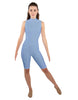 Solid Lycra T Neck Sleeveless Biketard - Nicker Short Length - Zipper Back