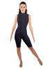 Solid Lycra T Neck Sleeveless Biketard - Nicker Short Length - Zipper Back