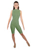 Solid Lycra T Neck Sleeveless Biketard - Nicker Short Length - Zipper Back