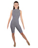 Solid Lycra T Neck Sleeveless Biketard - Nicker Short Length - Zipper Back