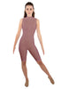Solid Lycra T Neck Sleeveless Biketard - Nicker Short Length - Zipper Back