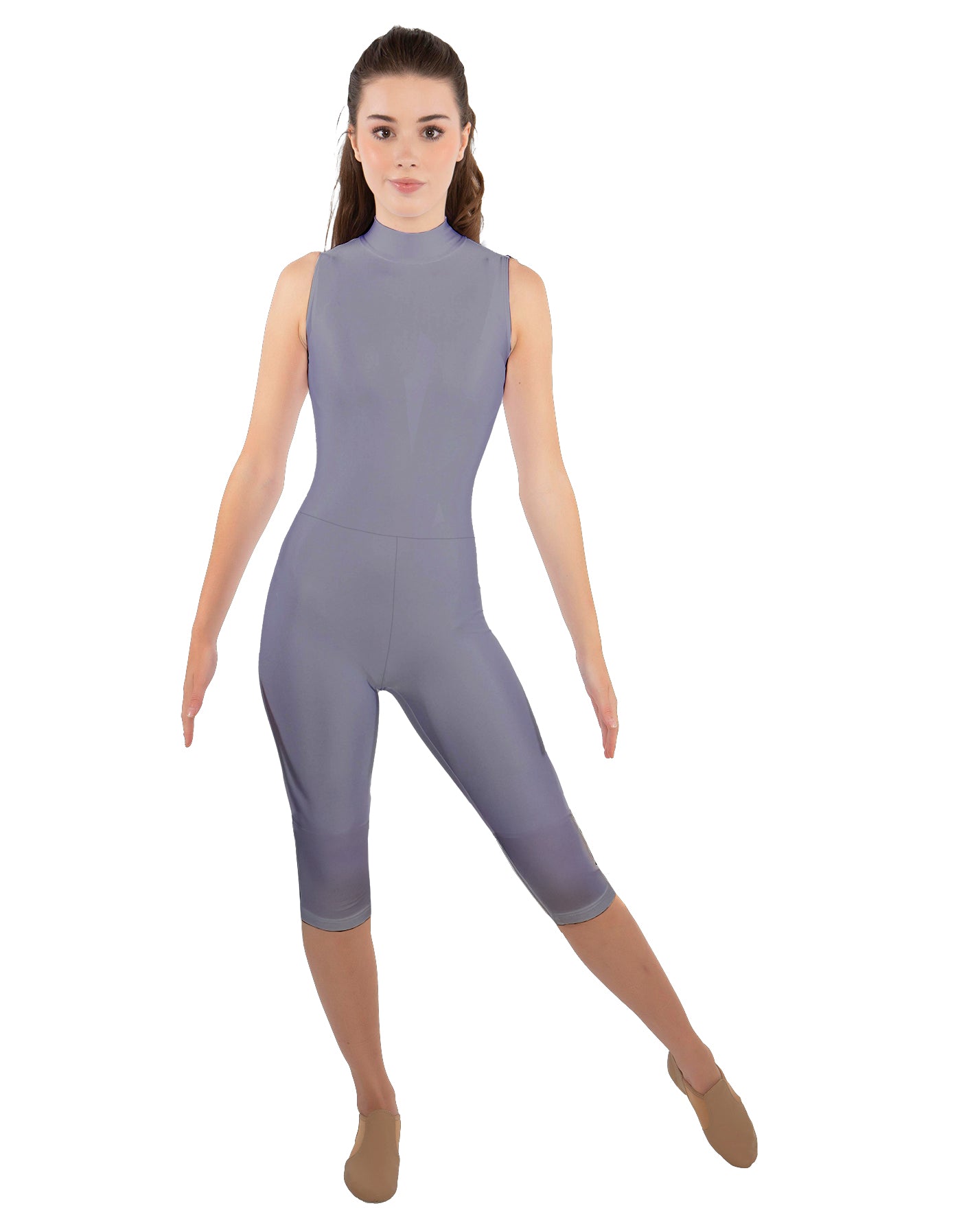 Solid Lycra Sleeveless Keyhole Back Capri