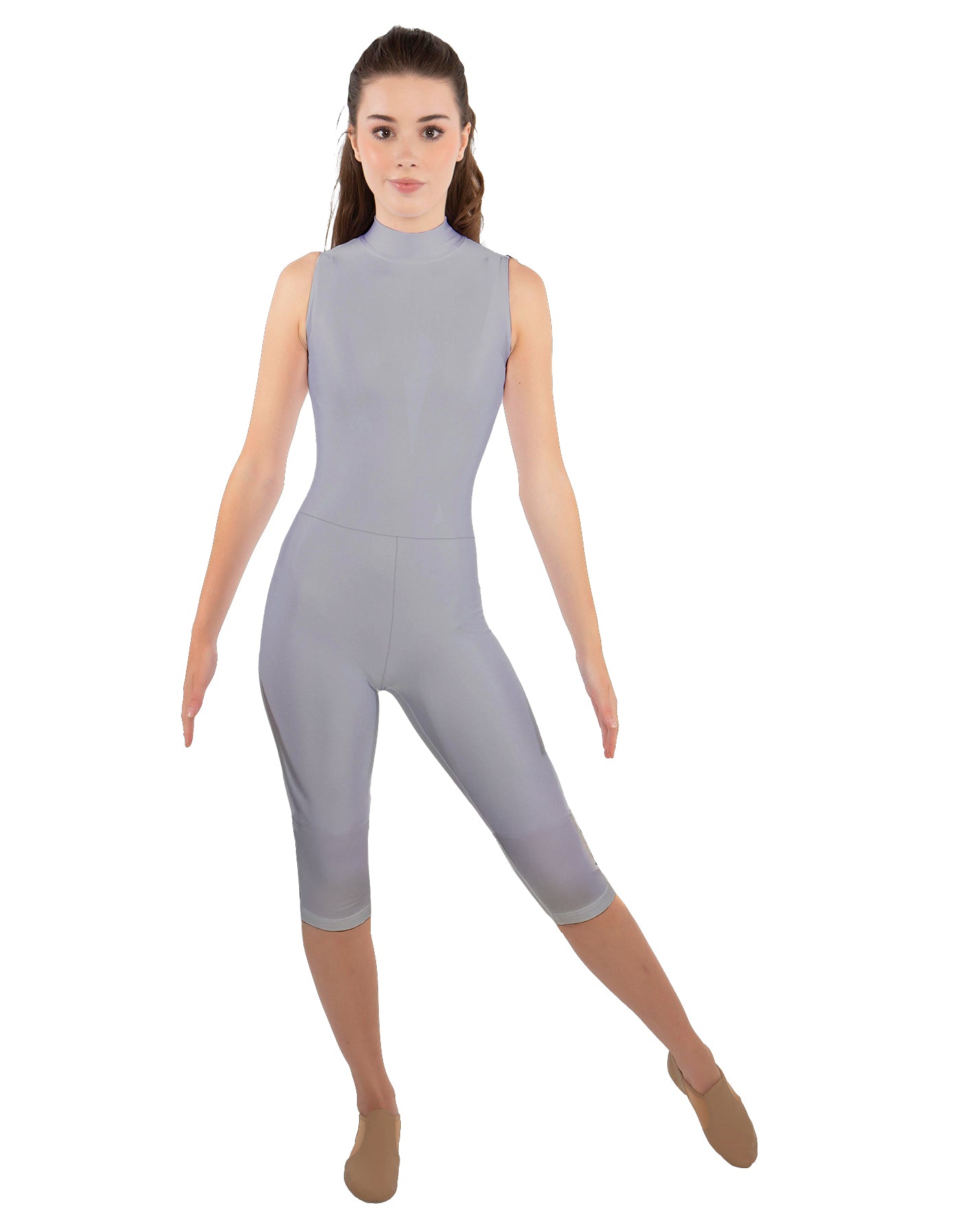 Solid Lycra Sleeveless Keyhole Back Capri