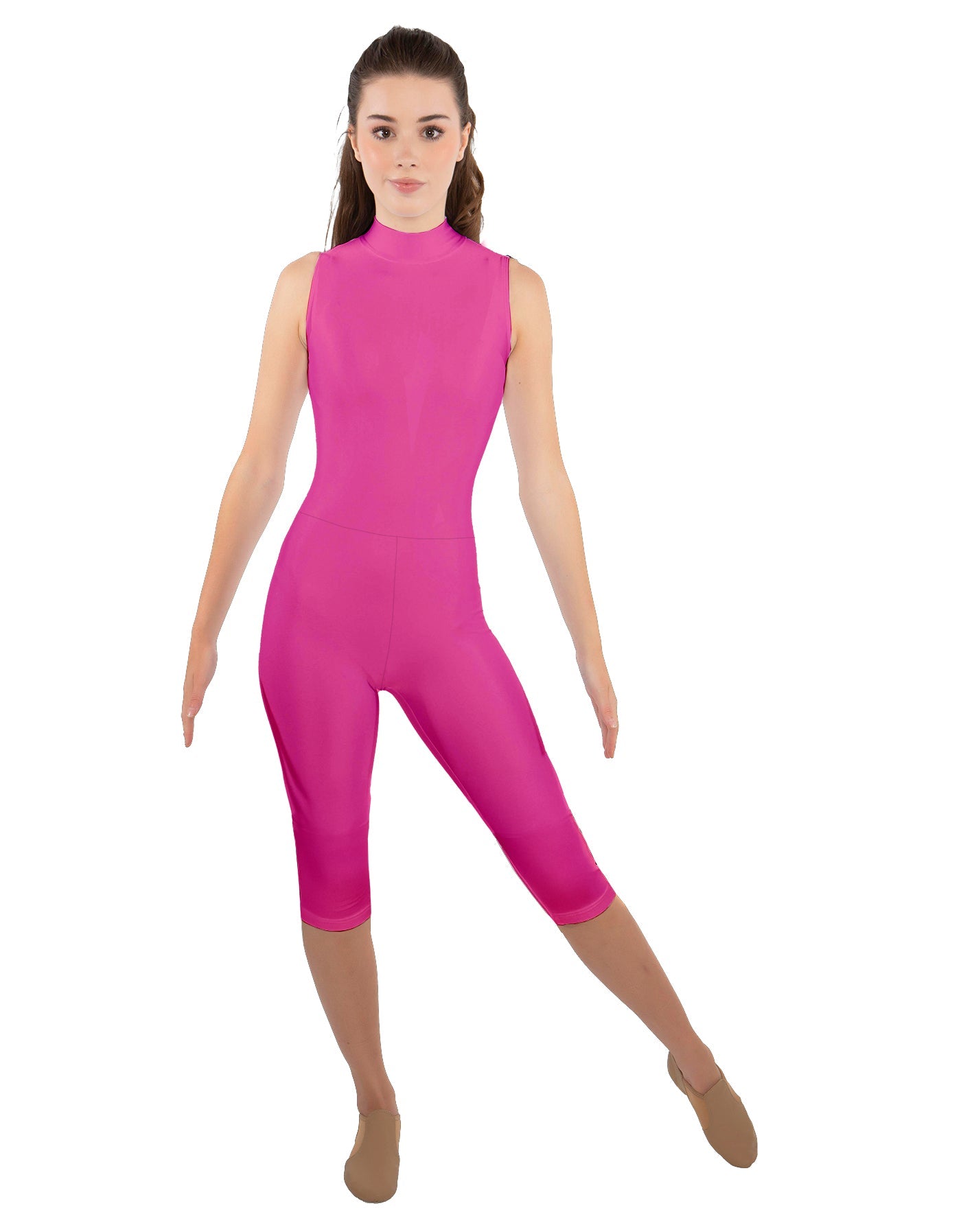 Solid Lycra Sleeveless Keyhole Back Capri