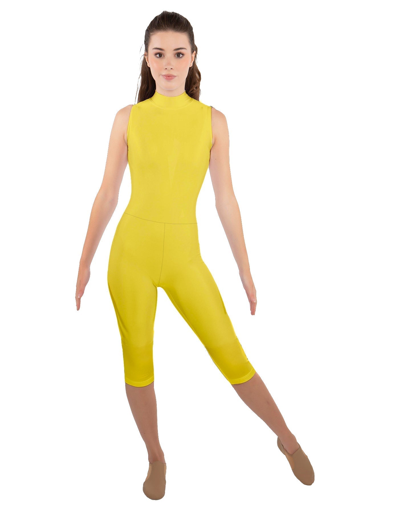 Solid Lycra Sleeveless Keyhole Back Capri