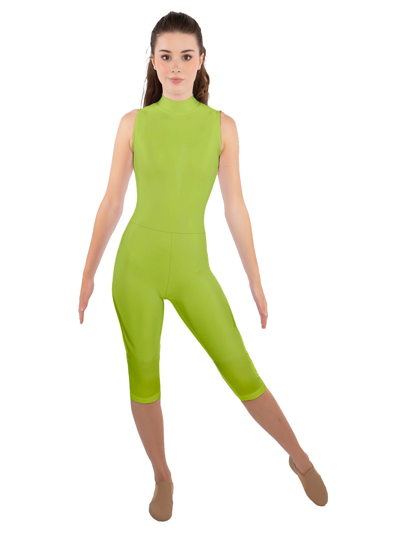 Solid Lycra Sleeveless Keyhole Back Capri