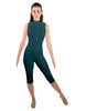 Solid Lycra Sleeveless Keyhole Back Capri