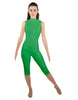 Solid Lycra Sleeveless Keyhole Back Capri