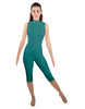 Solid Lycra Sleeveless Keyhole Back Capri