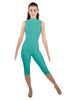 Solid Lycra Sleeveless Keyhole Back Capri
