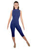 Solid Lycra Sleeveless Keyhole Back Capri