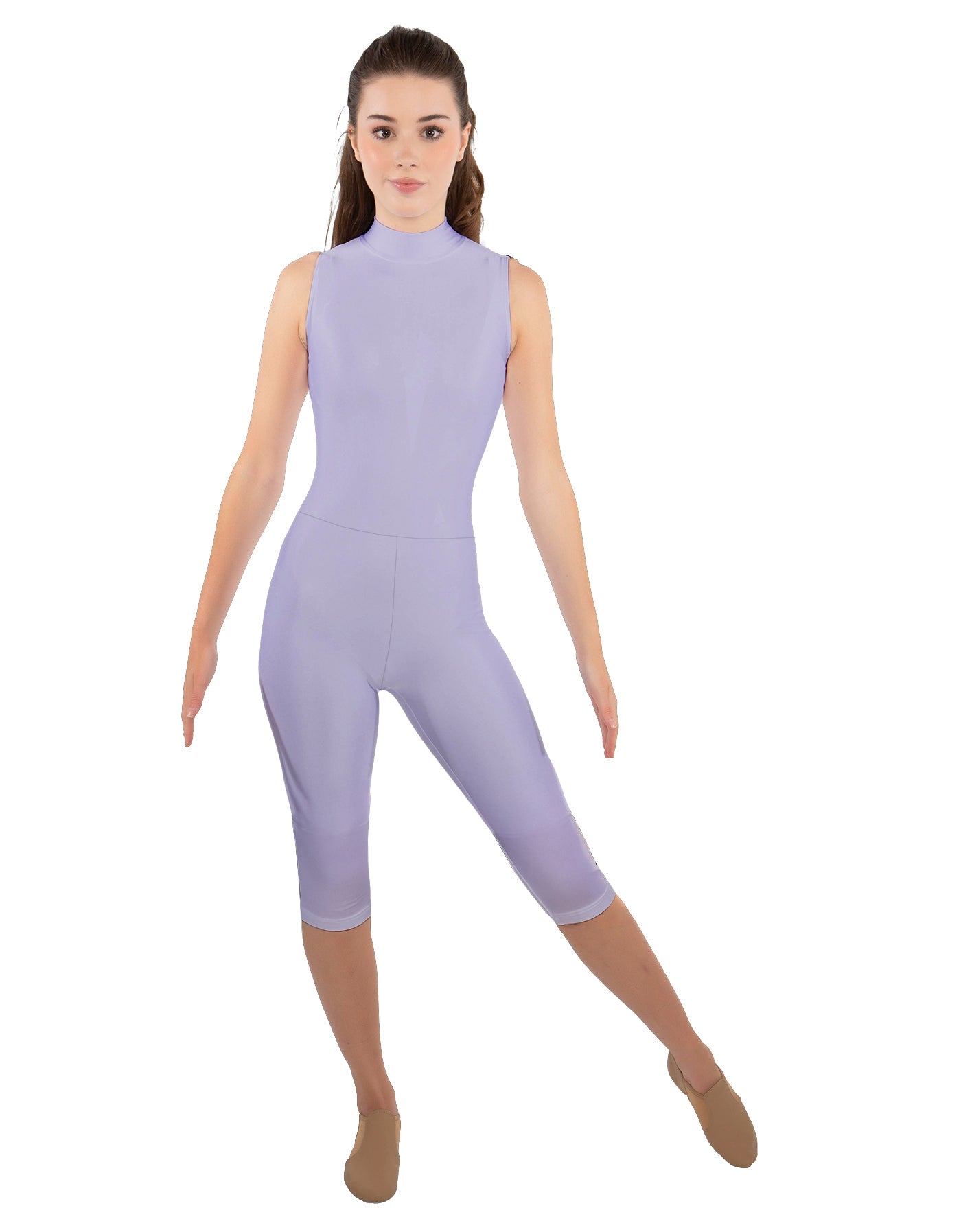 Solid Lycra Sleeveless Keyhole Back Capri