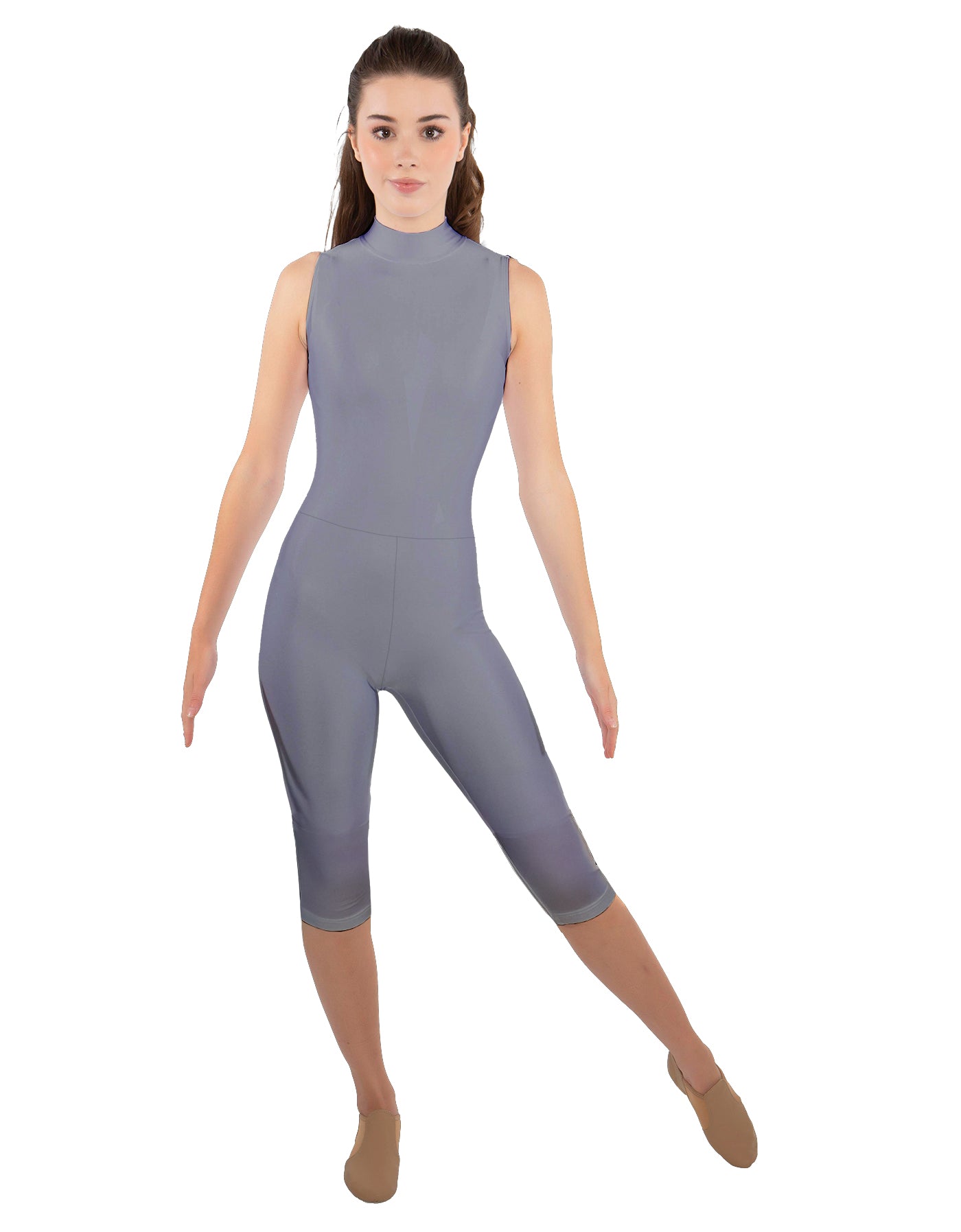 Solid Lycra Sleeveless Keyhole Back Capri