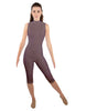 Solid Lycra Sleeveless Keyhole Back Capri