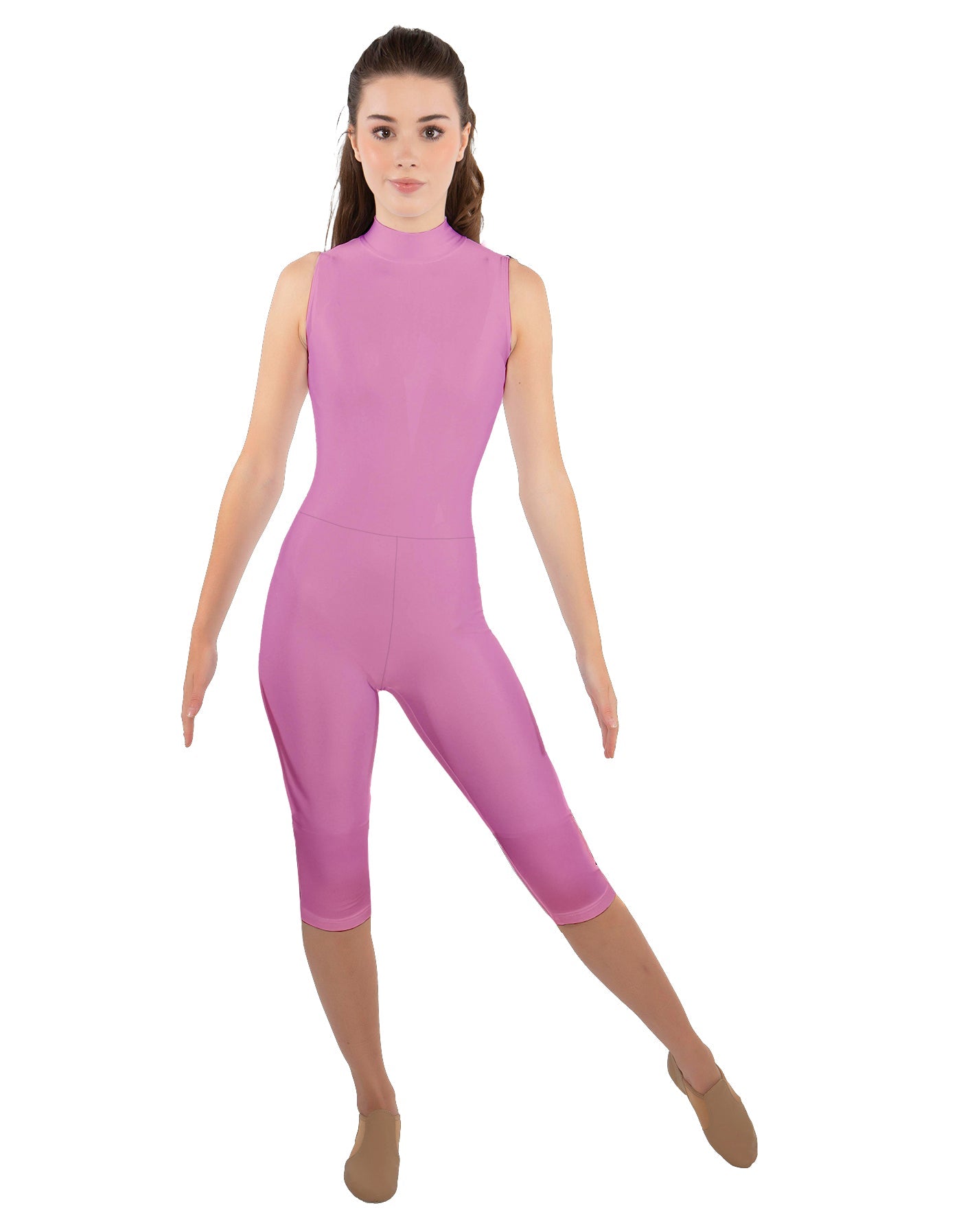 Solid Lycra Sleeveless Keyhole Back Capri