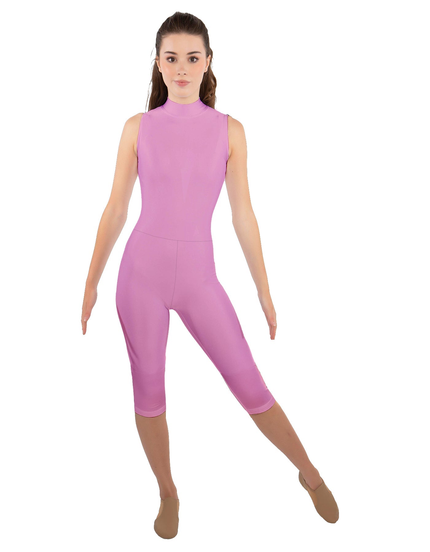 Solid Lycra Sleeveless Keyhole Back Capri