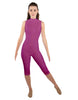 Solid Lycra Sleeveless Keyhole Back Capri