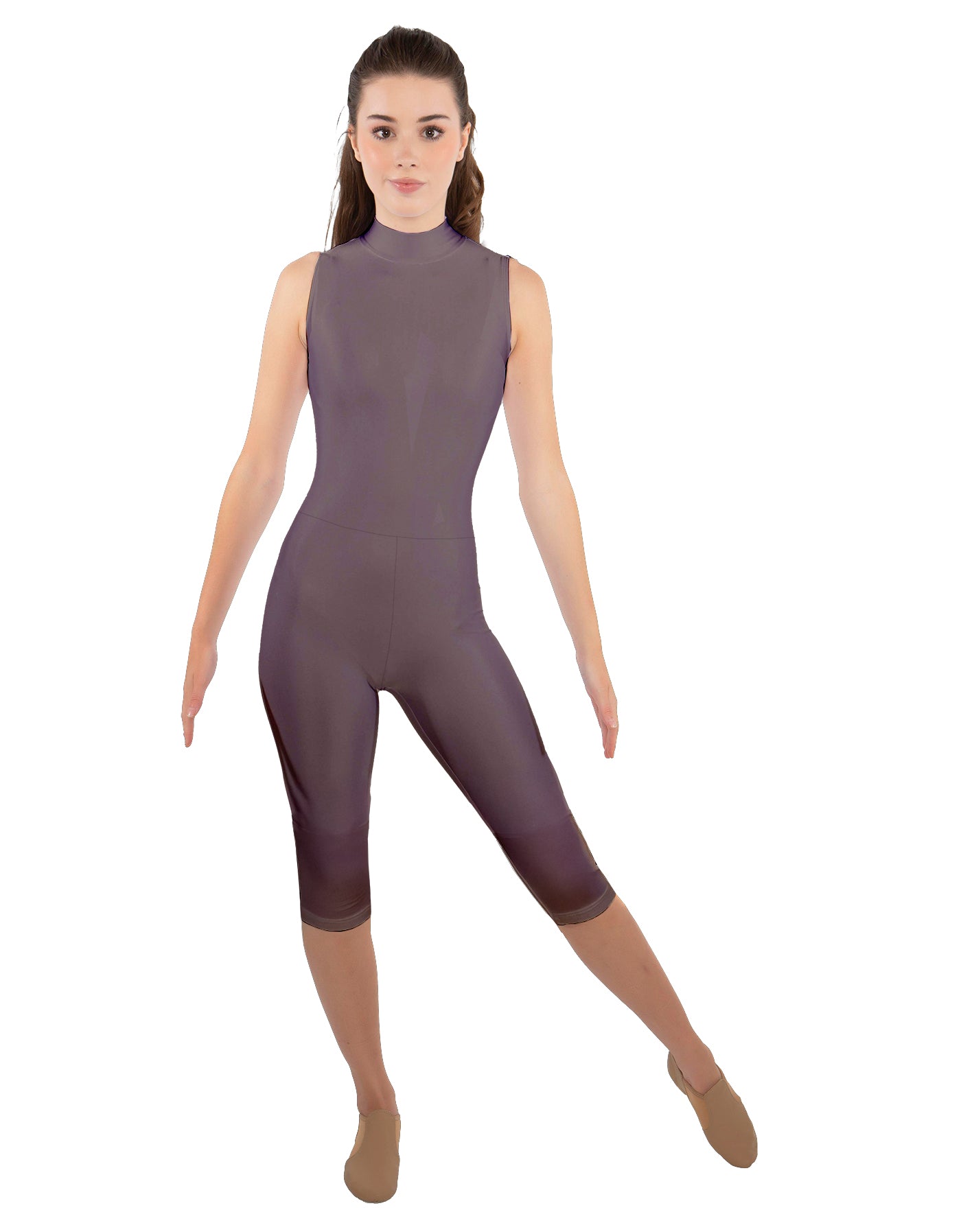 Solid Lycra Sleeveless Keyhole Back Capri