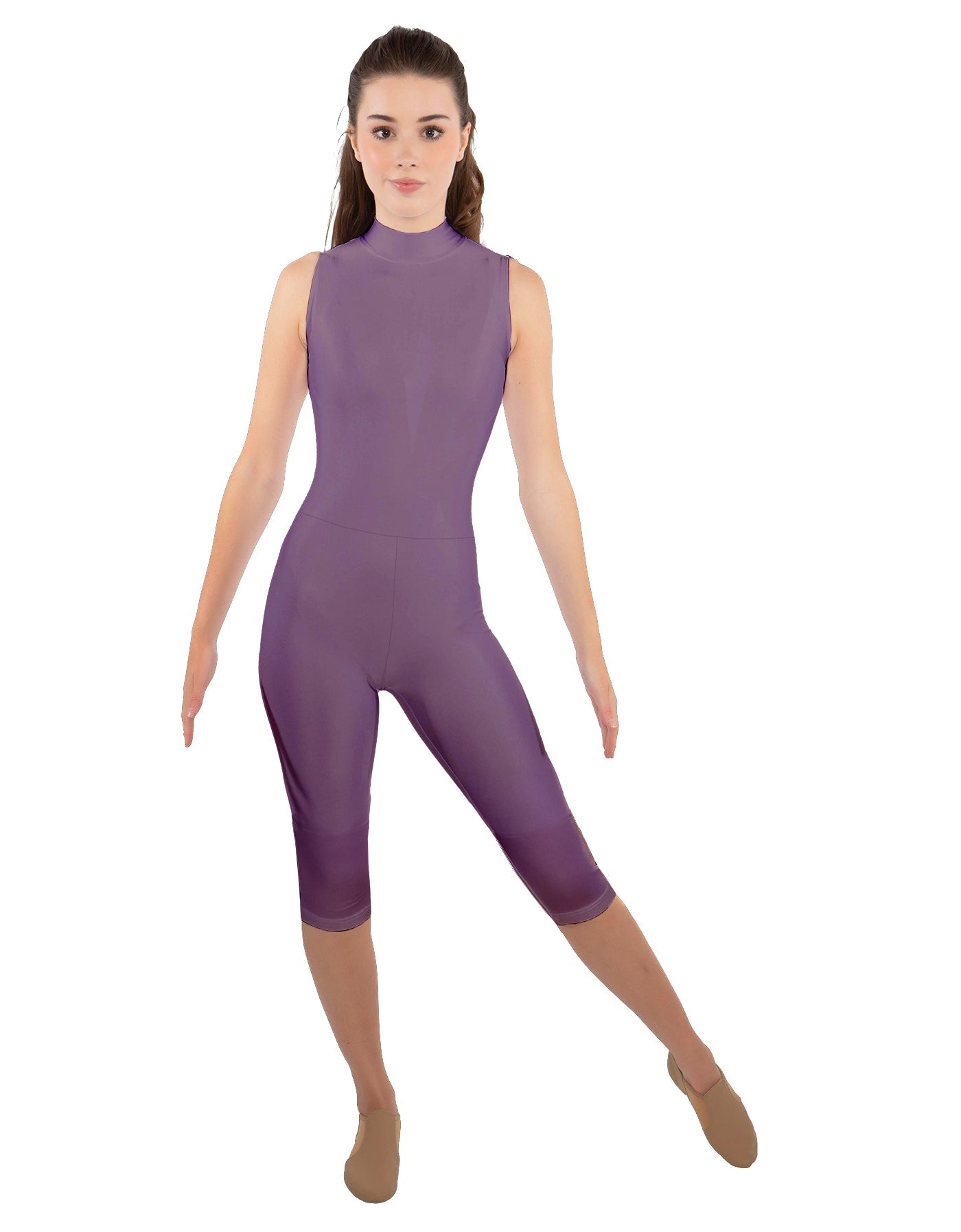 Solid Lycra Sleeveless Keyhole Back Capri