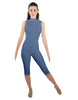 Solid Lycra Sleeveless Keyhole Back Capri