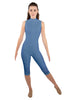 Solid Lycra Sleeveless Keyhole Back Capri
