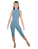 Solid Lycra Sleeveless Keyhole Back Capri