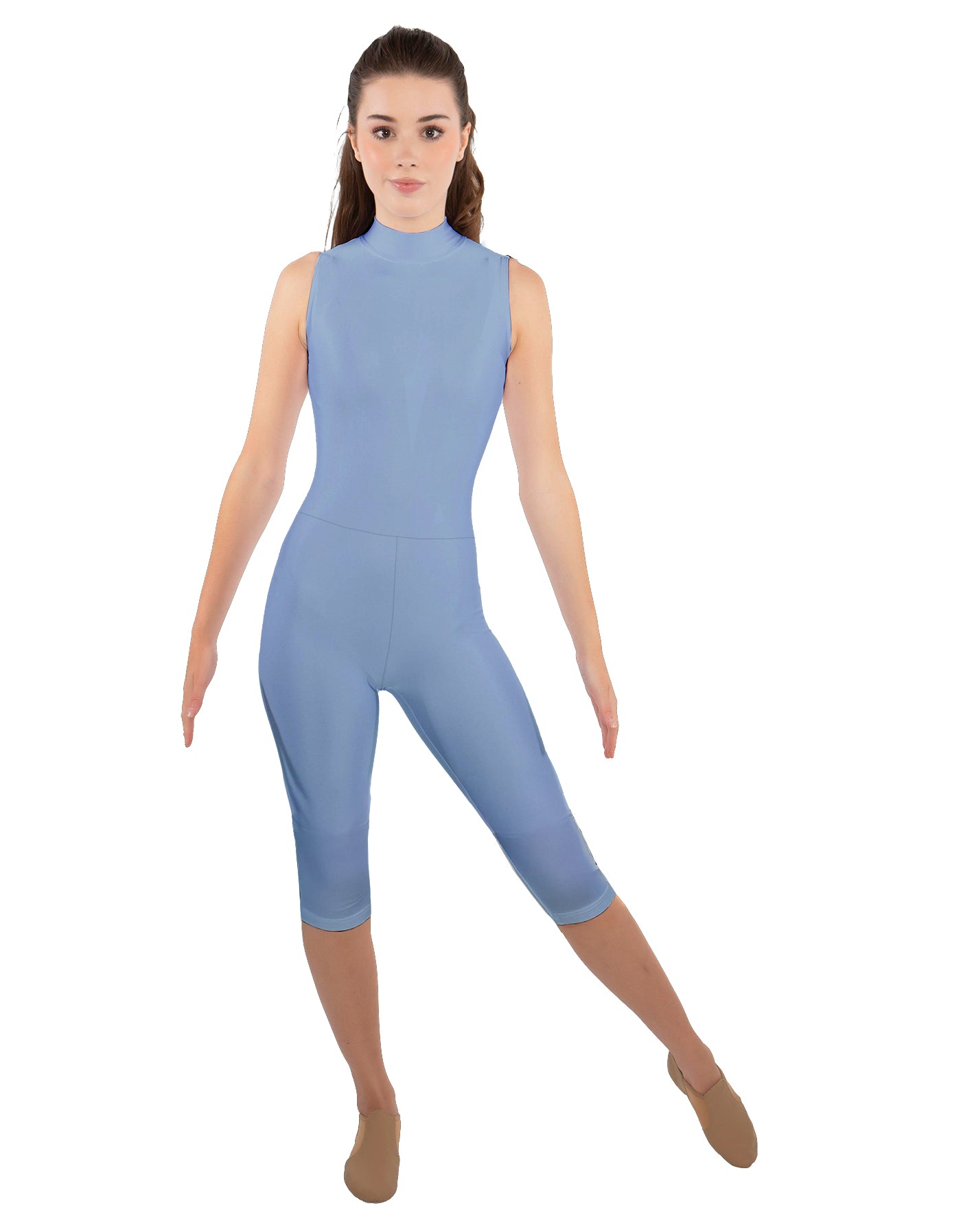 Solid Lycra Sleeveless Keyhole Back Capri