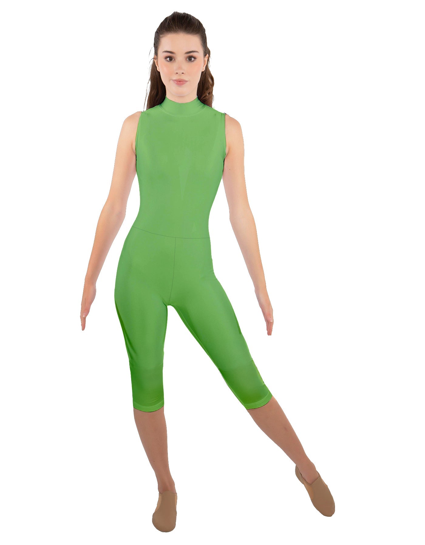 Solid Lycra Sleeveless Keyhole Back Capri