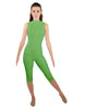 Solid Lycra Sleeveless Keyhole Back Capri