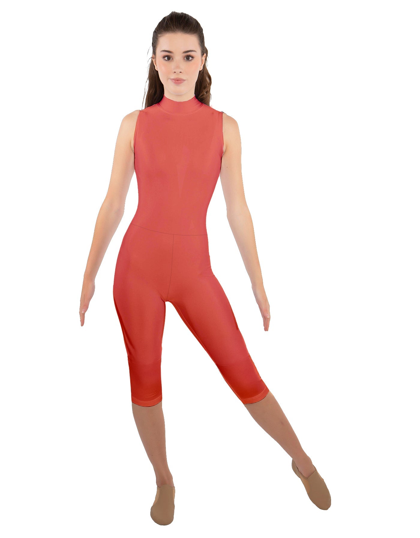 Solid Lycra Sleeveless Keyhole Back Capri