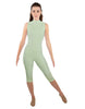 Solid Lycra Sleeveless Keyhole Back Capri