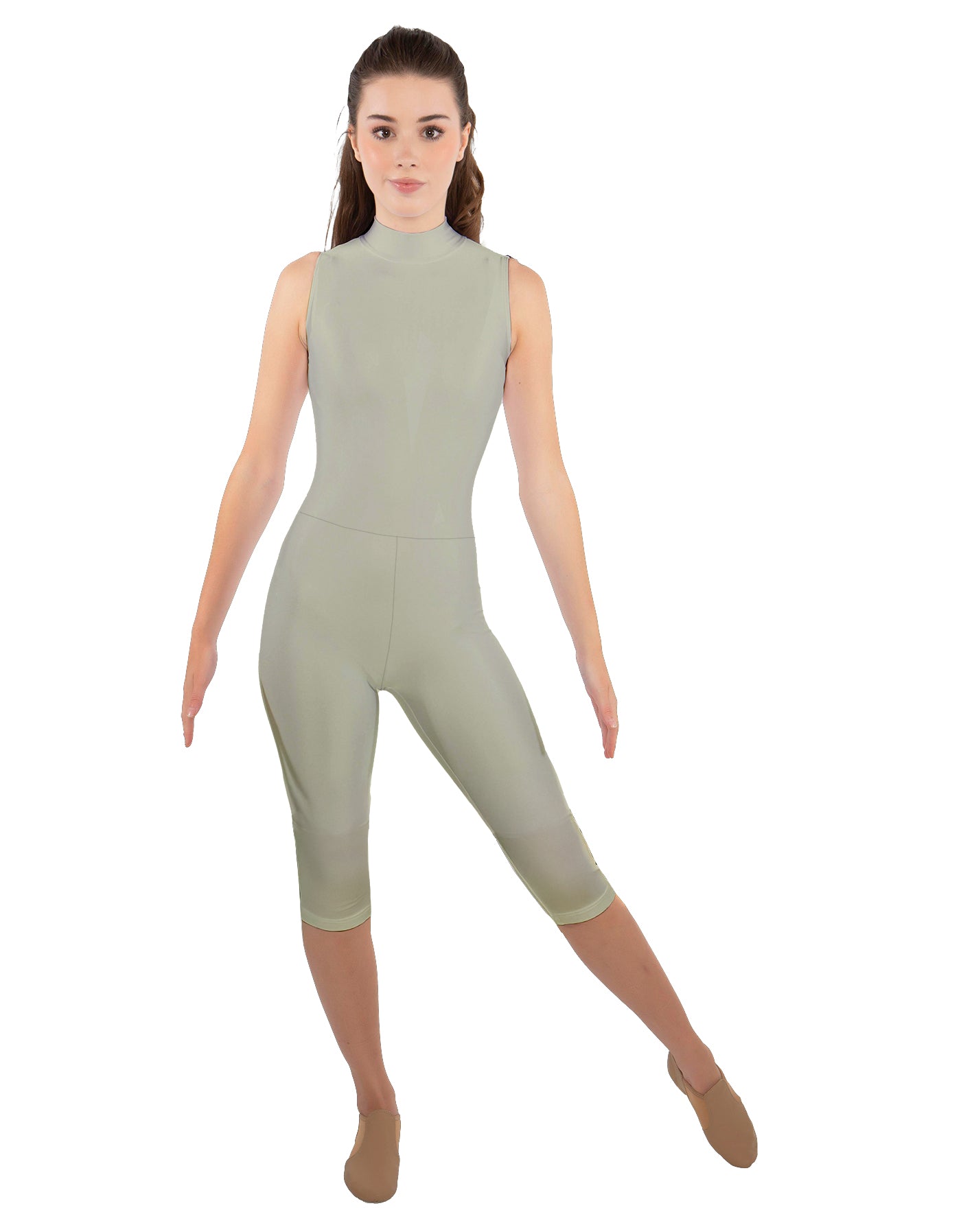Solid Lycra Sleeveless Keyhole Back Capri