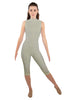 Solid Lycra Sleeveless Keyhole Back Capri