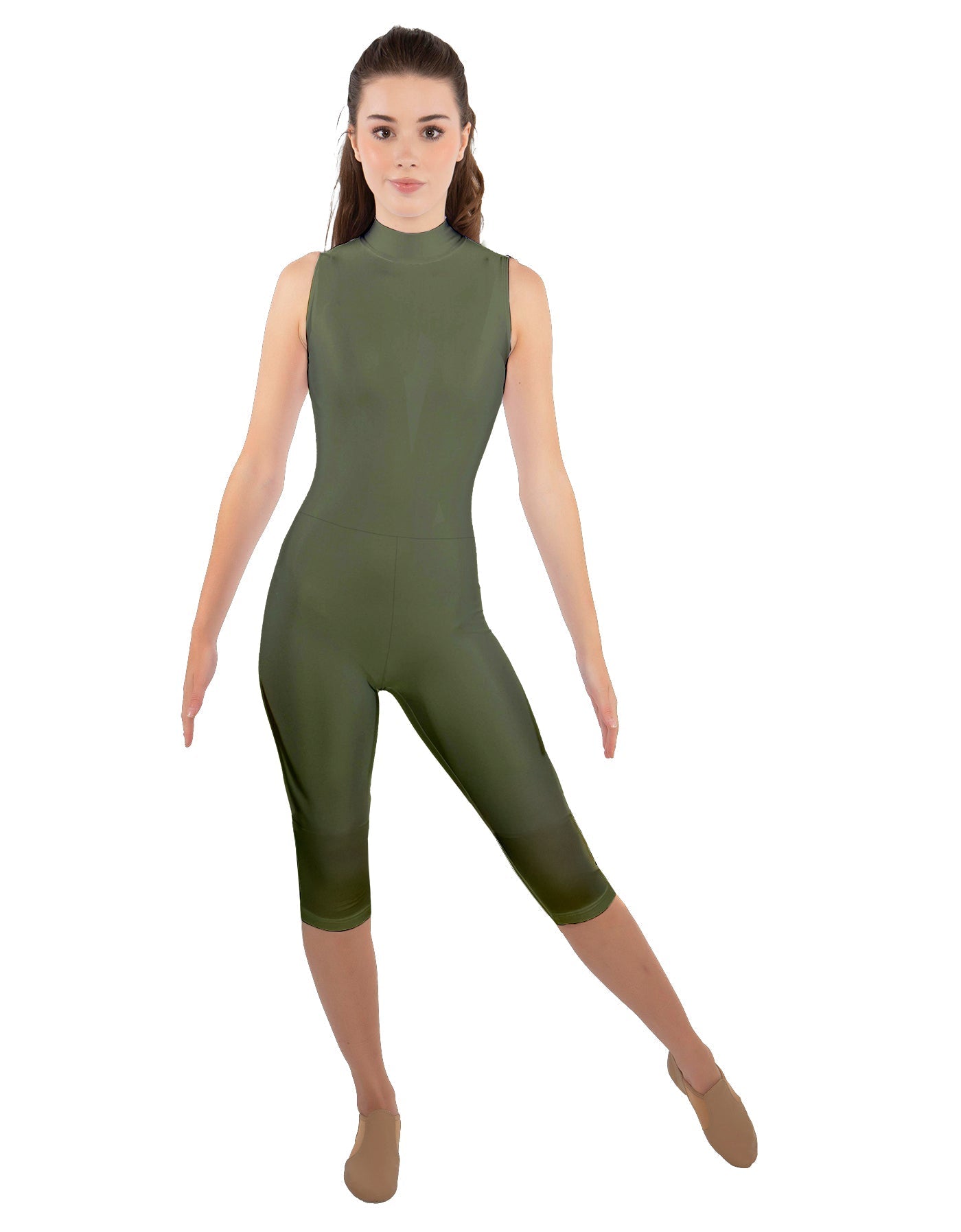 Solid Lycra Sleeveless Keyhole Back Capri