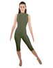 Solid Lycra Sleeveless Keyhole Back Capri