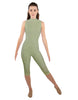 Solid Lycra Sleeveless Keyhole Back Capri