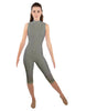 Solid Lycra Sleeveless Keyhole Back Capri