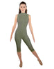 Solid Lycra Sleeveless Keyhole Back Capri
