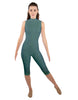 Solid Lycra Sleeveless Keyhole Back Capri