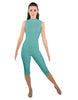 Solid Lycra Sleeveless Keyhole Back Capri